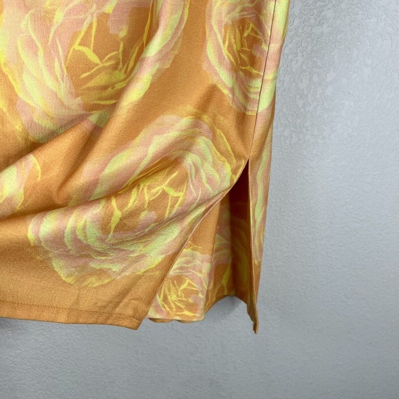 Miaou Moni Skirt Plus Size 3XL XXXL Orange Floral Print Side Slit‎ Pencil Midi - Picture 7 of 11